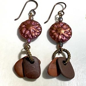 River Rock Dahlia Czech glass beads Earthy Boho Nature